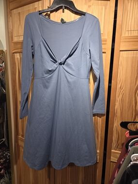 wild fable Slate Blue Long-Sleeve Twist Front Dress